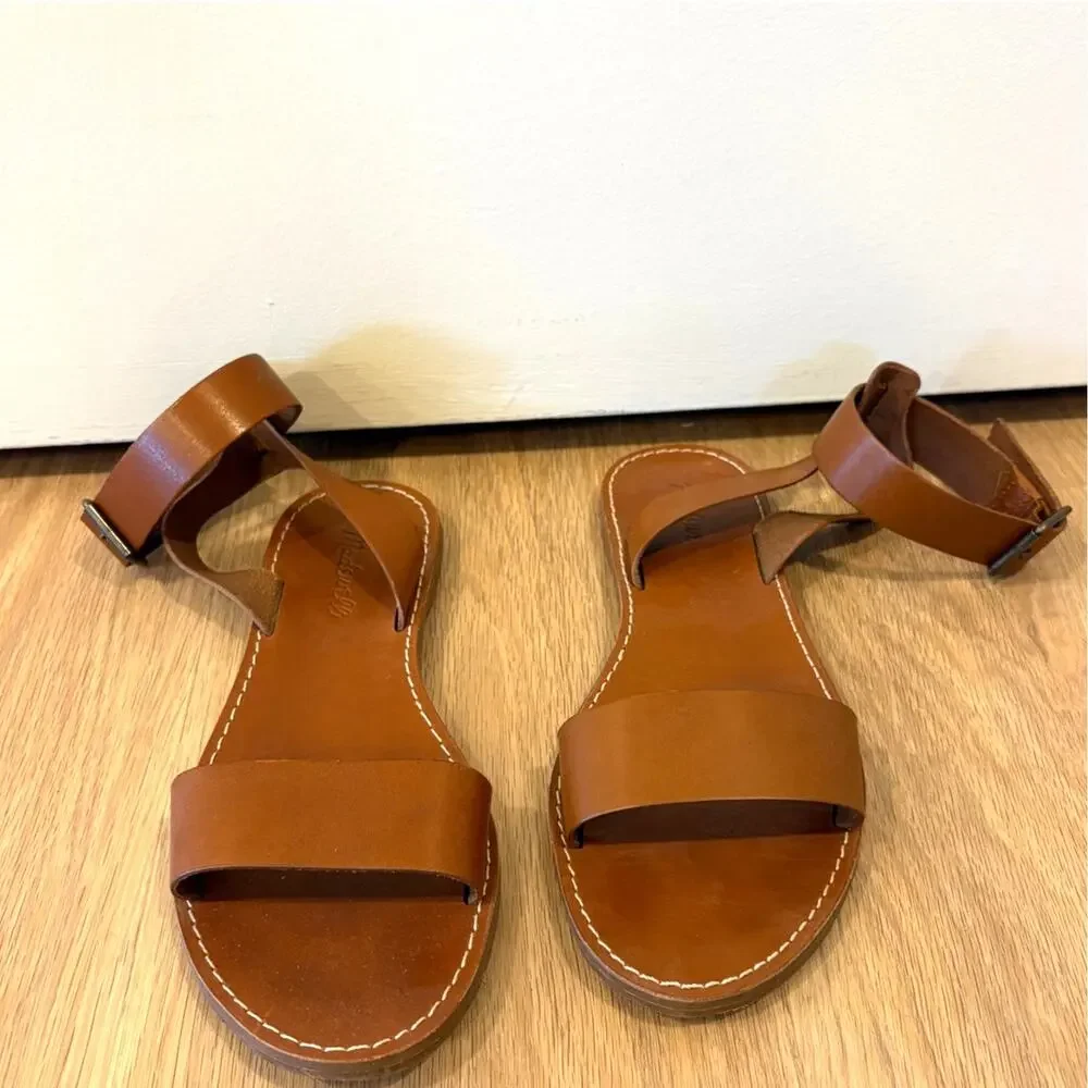 Madewell The Boardwalk Ankle-Strap Sandal English Saddle womens size 8 medium